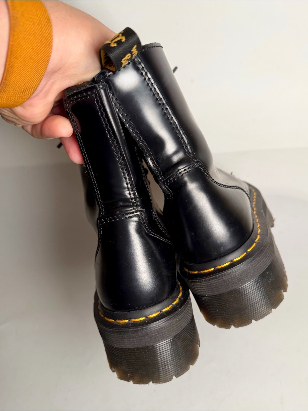 Dr. Martens Jadon Platform Leather Womens 7 Boot Black Polished Smooth Zip Side - Picture 12 of 16
